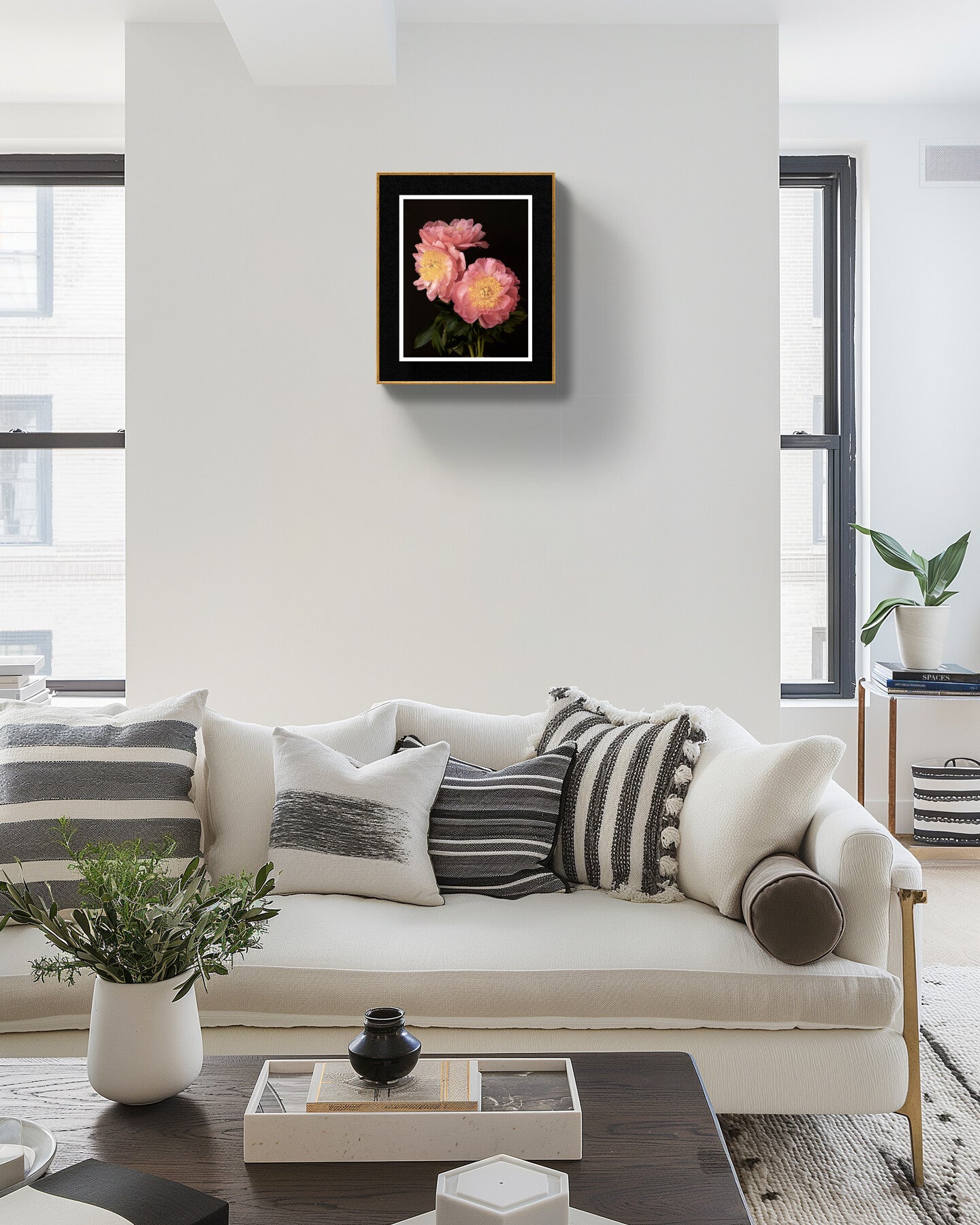 3 Pink Peonies Bouquet – Floral Art Print
