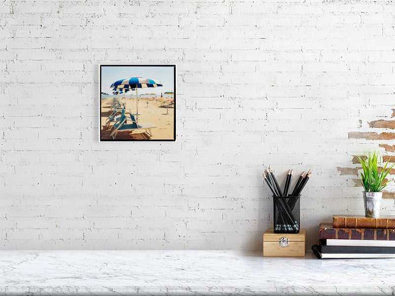 Blue Beach Umbrellas Italy Wall Art | Rimini Beach Photo Rue Paradis Art Prints