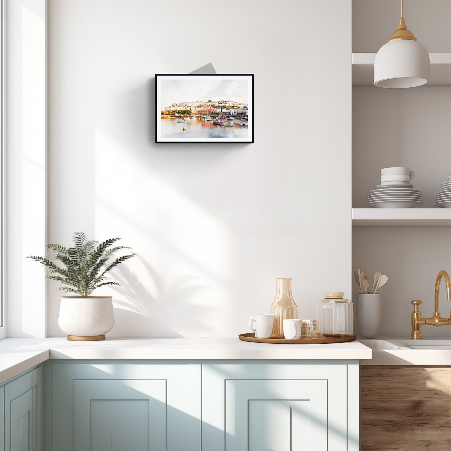 Brixham Habour Devon Pastel Art Print | Coastal Wall Decor | Rue Paradis