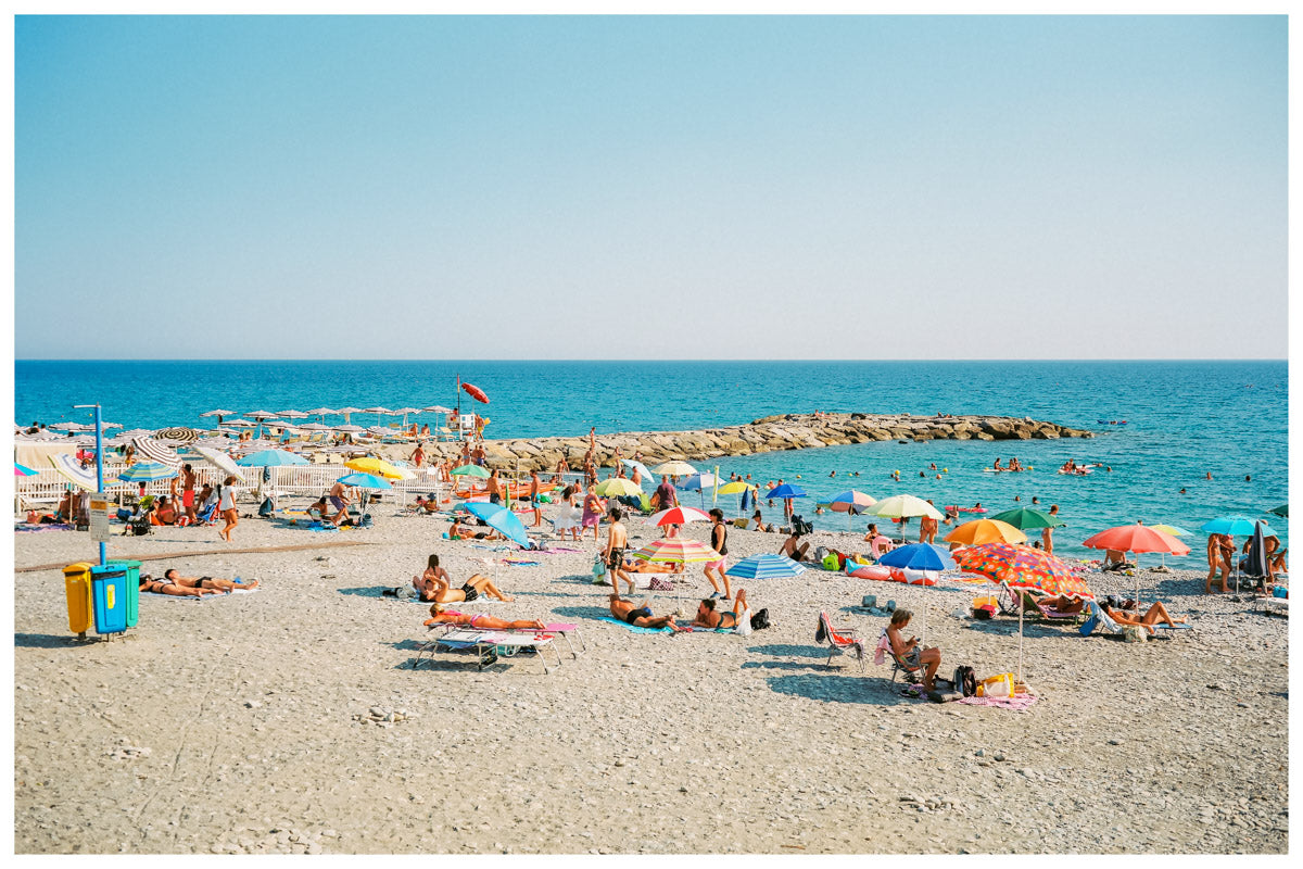 Italian Riviera Beach Wall Art - 'A Day at the Beach', Eco-Friendly wall art, giclée print