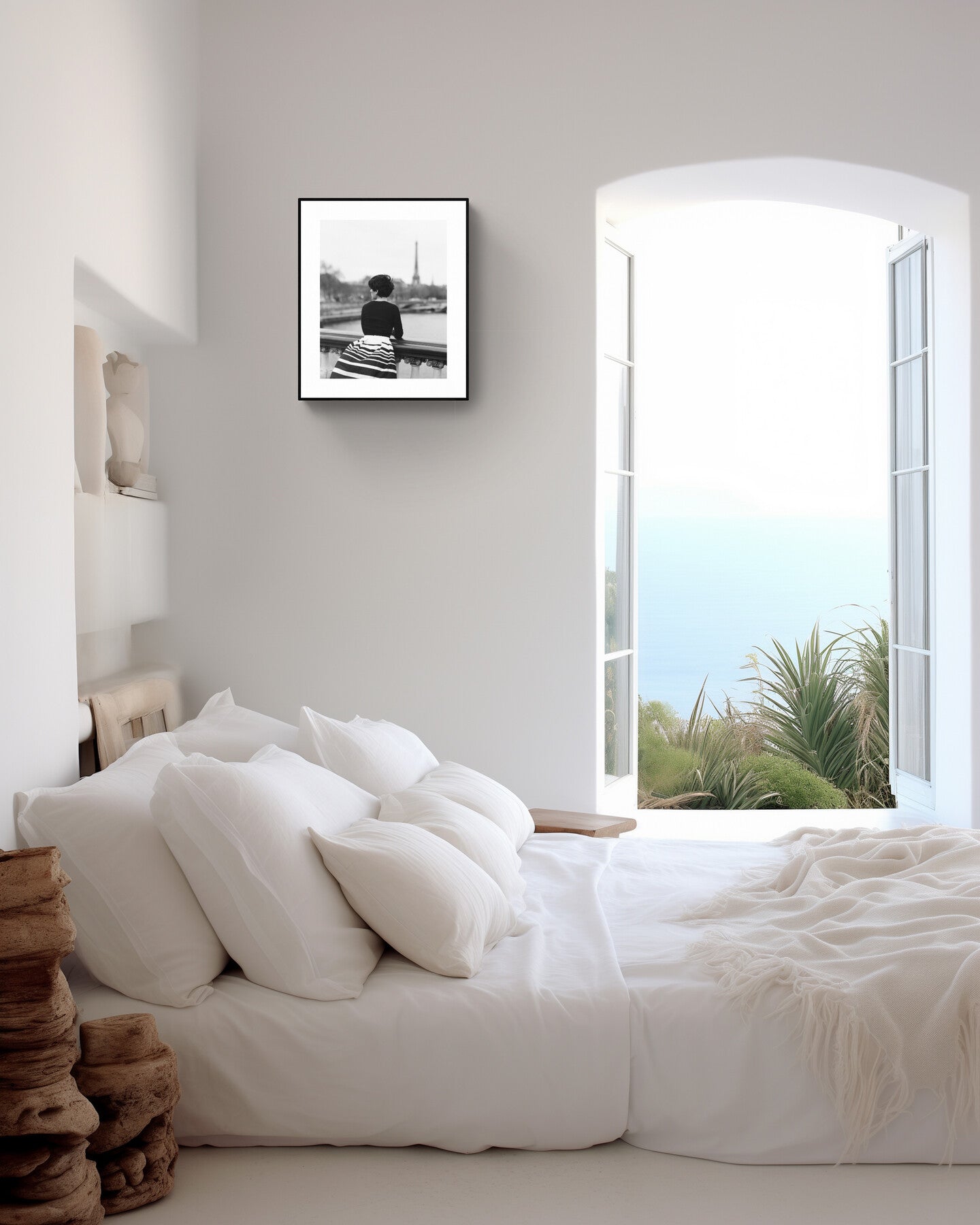 Boho Wall Art, Woman on a Bridge, Paris Art Print.