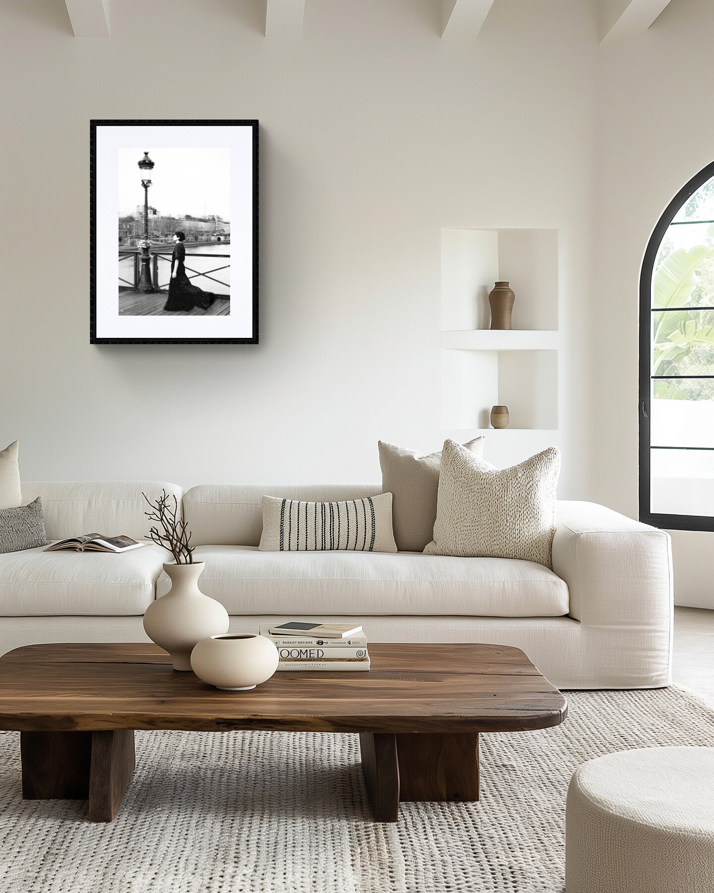 Boho Wall Decor, Dancing in Paris Art Print, black and white