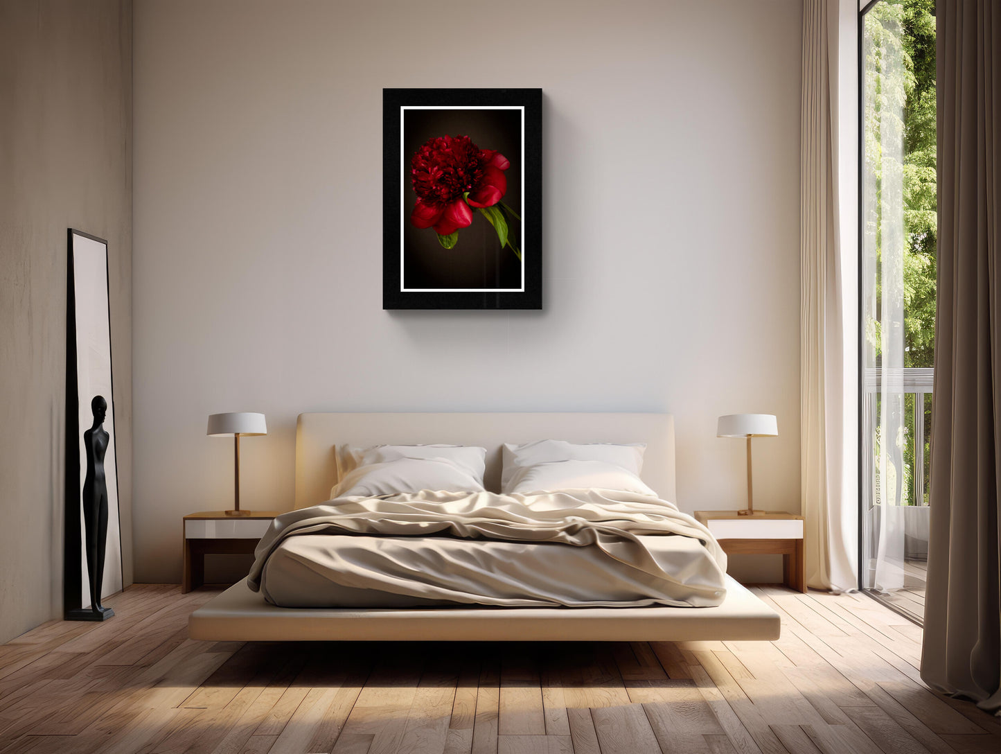 Dark Red Peony in Bloom Archival Print – Wall Art