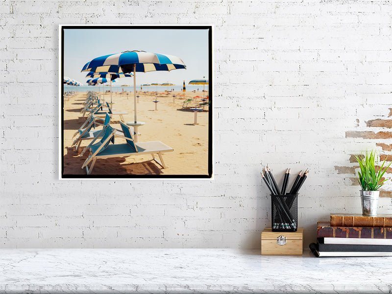 Blue Beach Umbrellas Italy Wall Art | Rimini Beach Photo Rue Paradis Art Prints