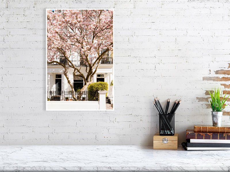 London Pink Magnolia Blossom Art Print, Spring Home Decor Rue Paradis Art Prints