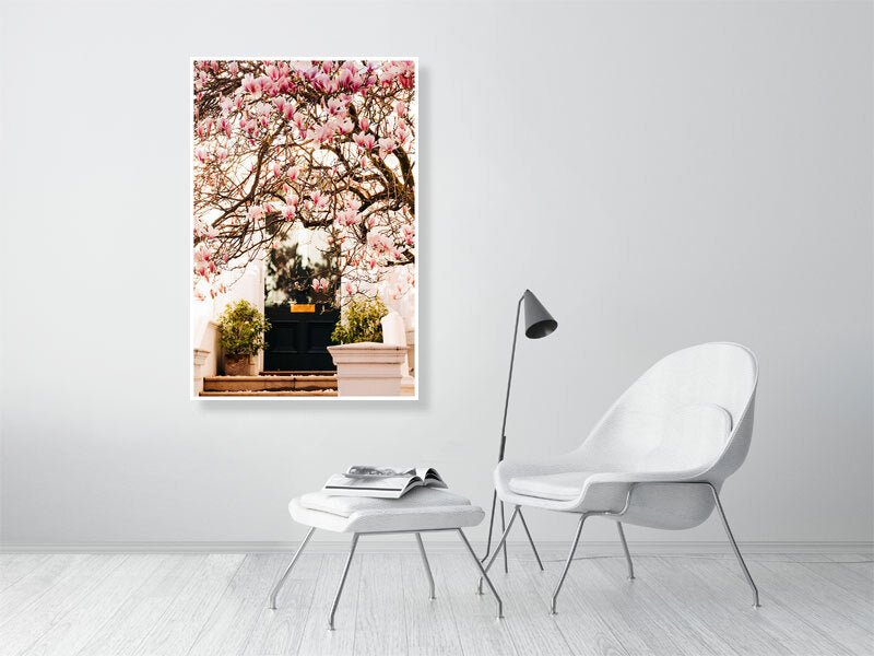 London Spring art print wall art, Pink Blossom Magnolia Tree Rue Paradis Art Prints