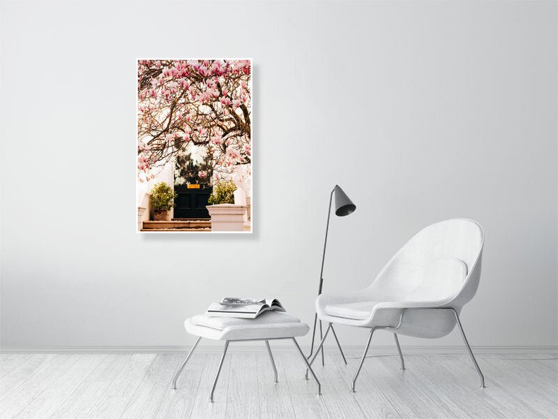 London Spring art print wall art, Pink Blossom Magnolia Tree Rue Paradis Art Prints