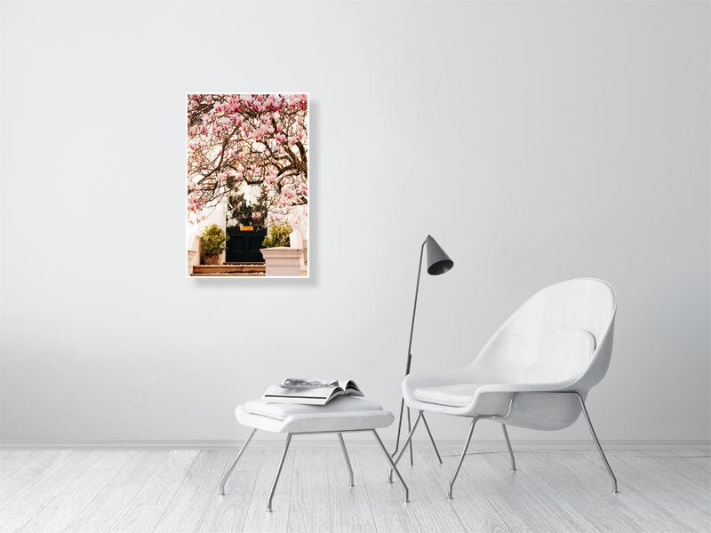 London Spring art print wall art, Pink Blossom Magnolia Tree Rue Paradis Art Prints