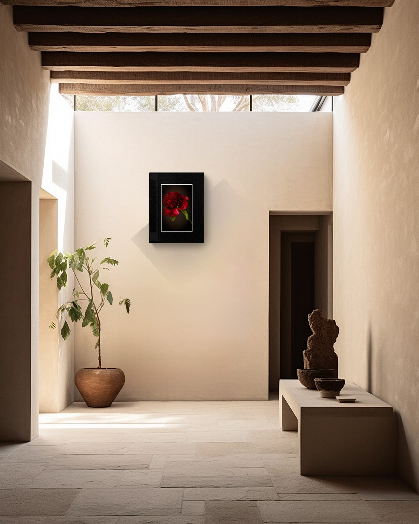 Dark Red Peony in Bloom Archival Print – Wall Art