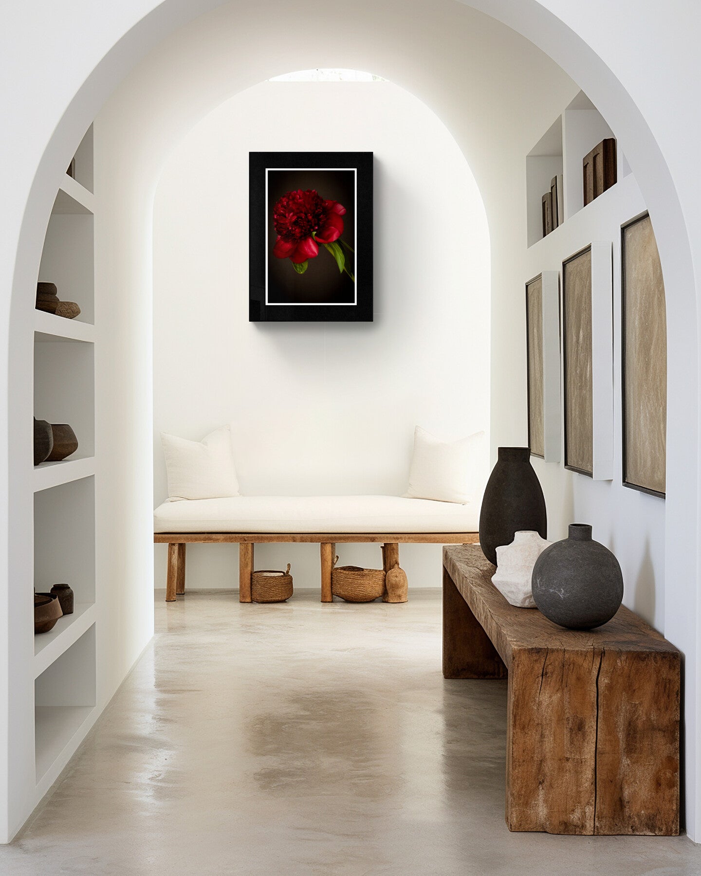Dark Red Peony in Bloom Archival Print – Wall Art