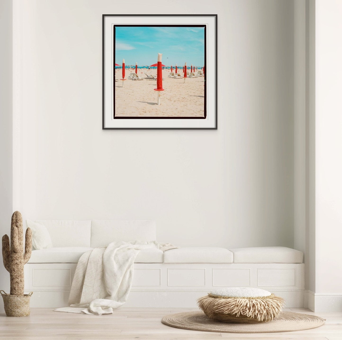 Rimini Beach Wall Art, Red Sun Umbrellas - Rue Paradis Art Prints