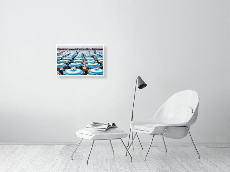 San Remo Beach, Blue Beach Umbrellas, Beach Wall art - Rue Paradis Art Prints