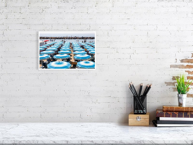 San Remo Beach, Blue Beach Umbrellas, Beach Wall art - Rue Paradis Art Prints