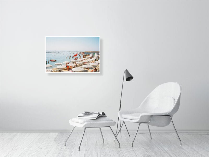 San Remo Eco-Friendly Beach Wall Art - Italy Coast & Sun Umbrellas, Giclée Print Rue Paradis Art Prints