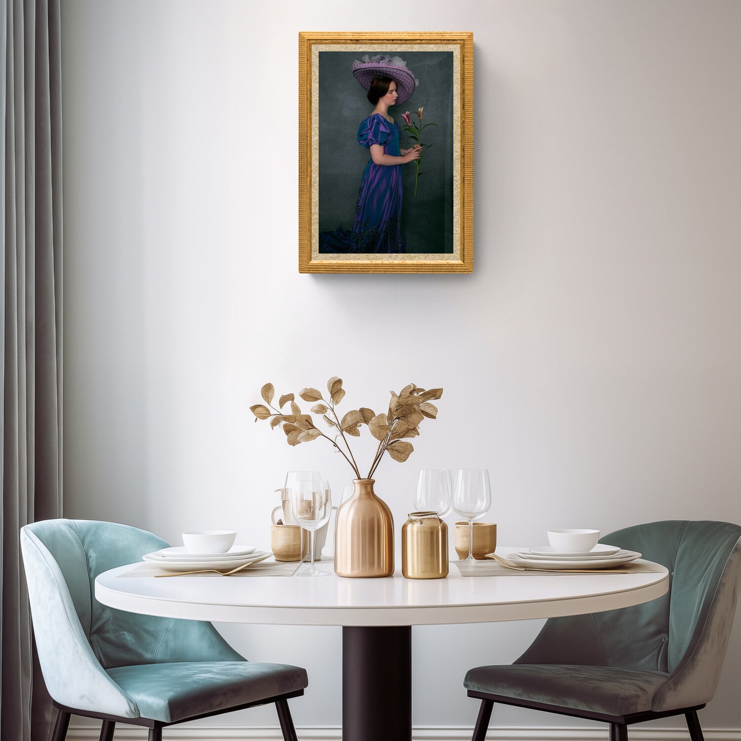 Edwardian Woman Portrait: Silent Heroines with Lilies Wall Art