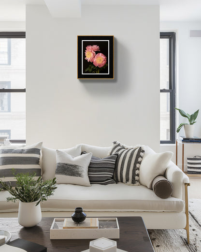 3 Pink Peonies Bouquet – Floral Art Print