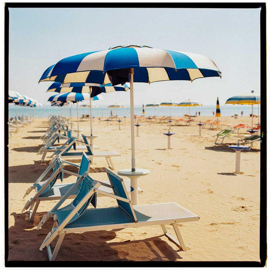 Blue Beach Umbrellas Italy Wall Art | Rimini Beach Photo Rue Paradis Art Prints