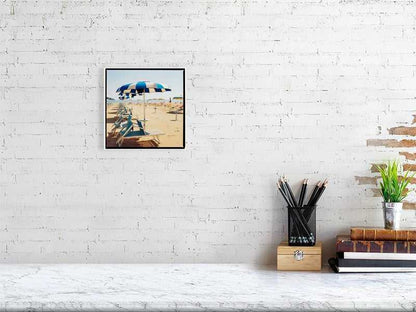 Blue Beach Umbrellas Italy Wall Art | Rimini Beach Photo Rue Paradis Art Prints