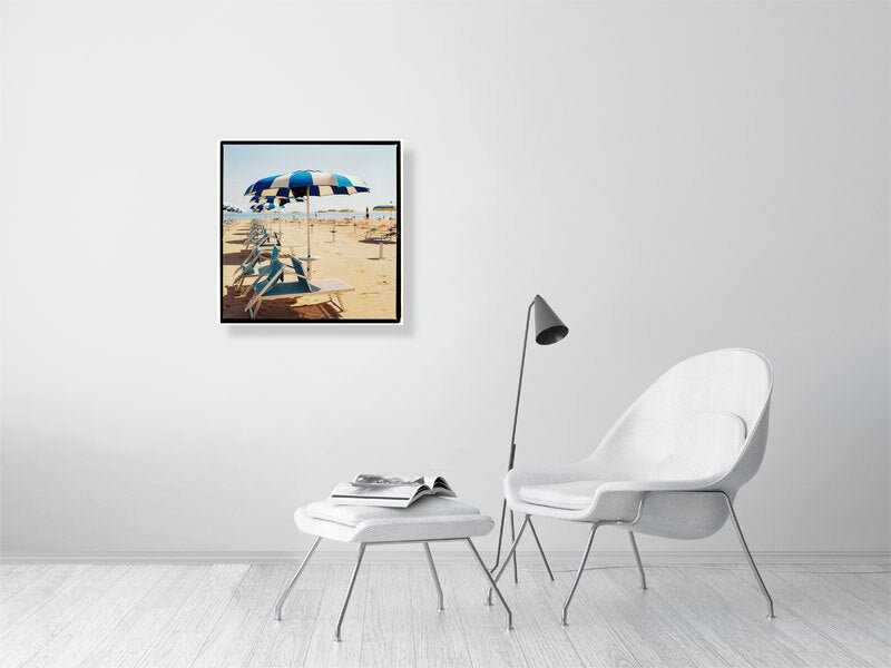 Blue Beach Umbrellas Italy Wall Art | Rimini Beach Photo Rue Paradis Art Prints