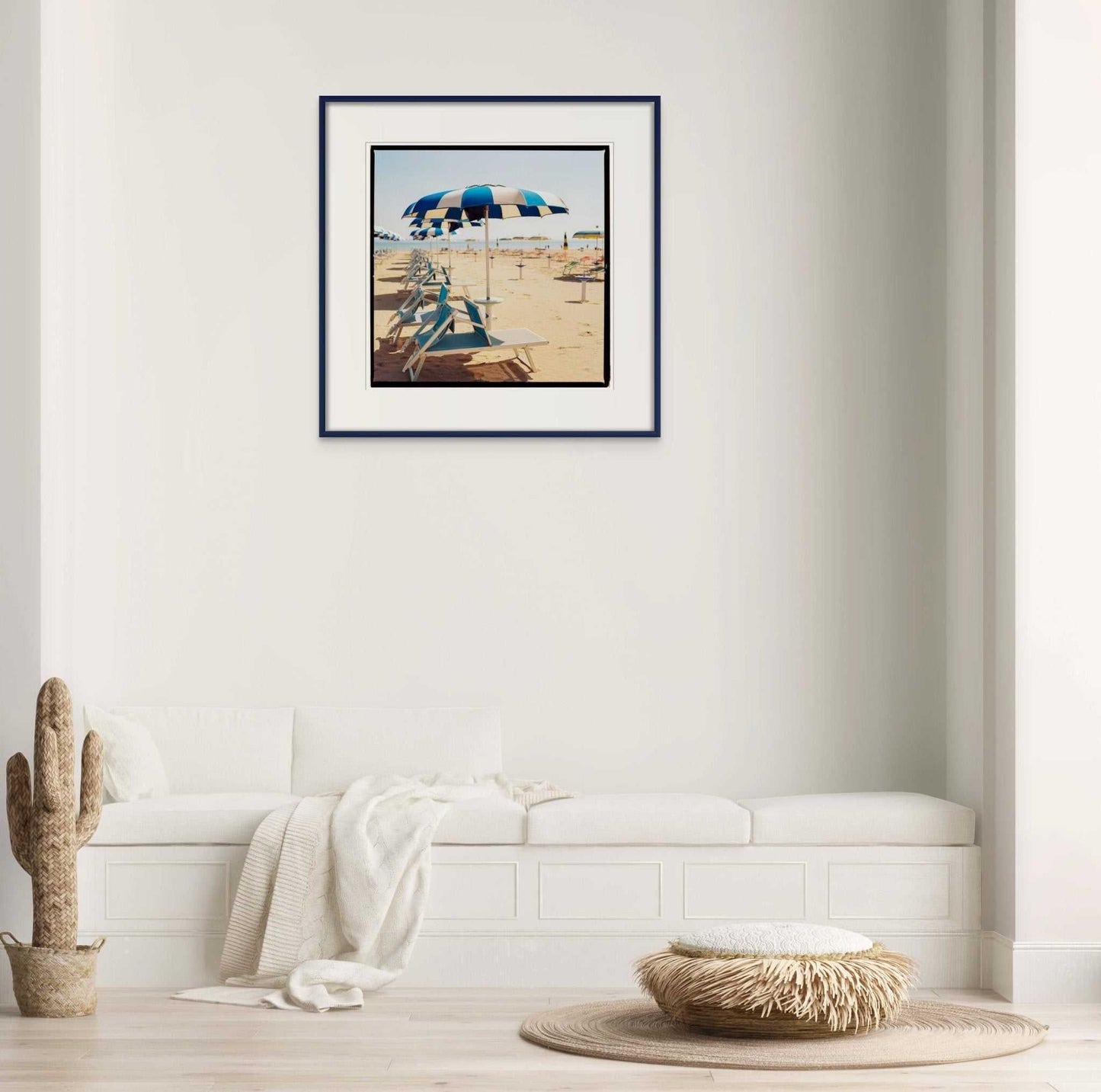 Blue Beach Umbrellas Italy Wall Art | Rimini Beach Photo Rue Paradis Art Prints
