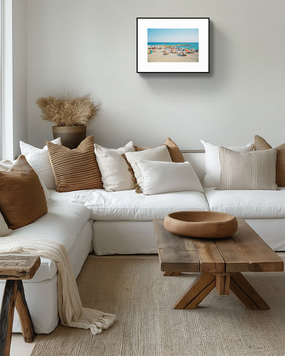 Italian Riviera Beach Wall Art - 'A Day at the Beach', Eco-Friendly wall art, giclée print