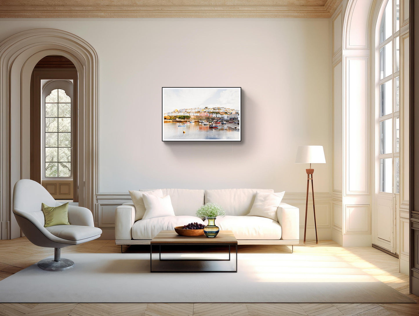 Brixham Habour Devon Pastel Art Print | Coastal Wall Decor | Rue Paradis