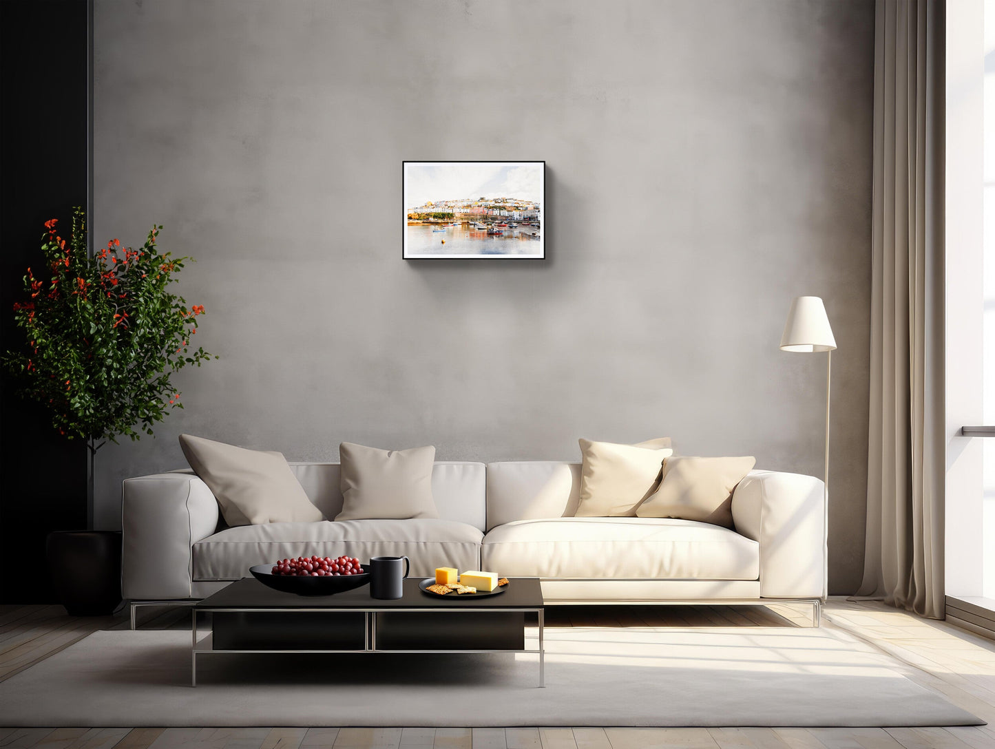 Brixham Habour Devon Pastel Art Print | Coastal Wall Decor | Rue Paradis