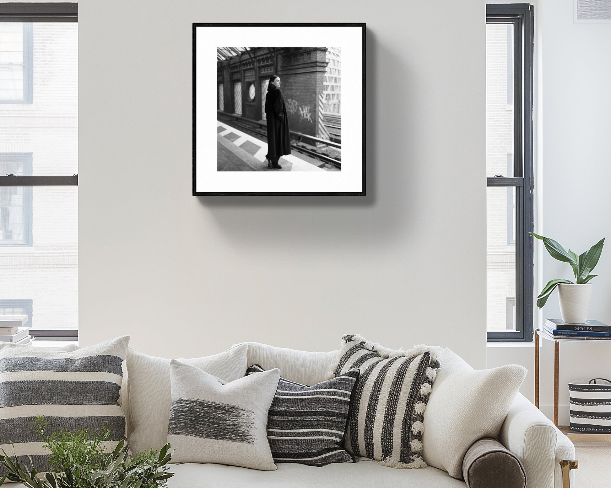 Black & White Berlin Photography - Film Portrait of Woman on Platform | Urban Fine Art Print" Rachel Vogeleisen Prints