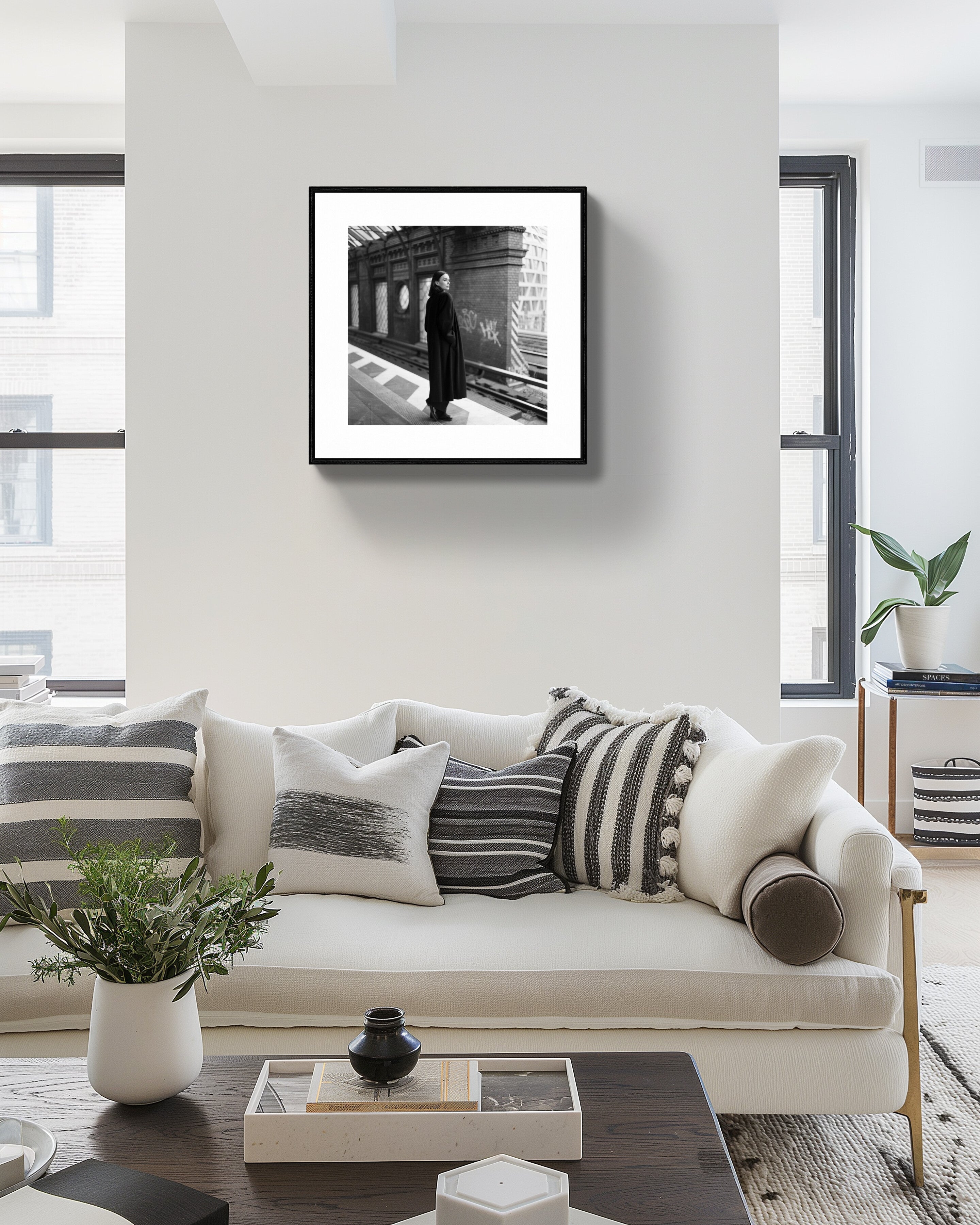 Black & White Berlin Photography - Film Portrait of Woman on Platform | Urban Fine Art Print" Rachel Vogeleisen Prints