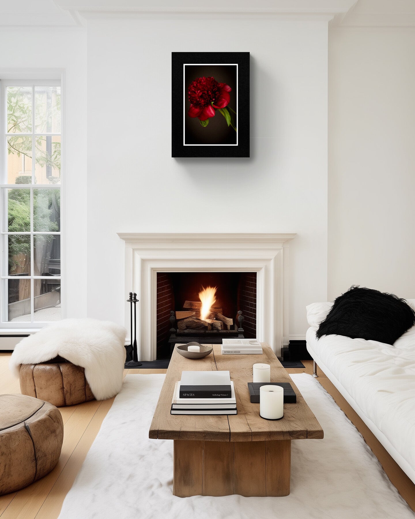 Dark Red Peony in Bloom Archival Print – Wall Art