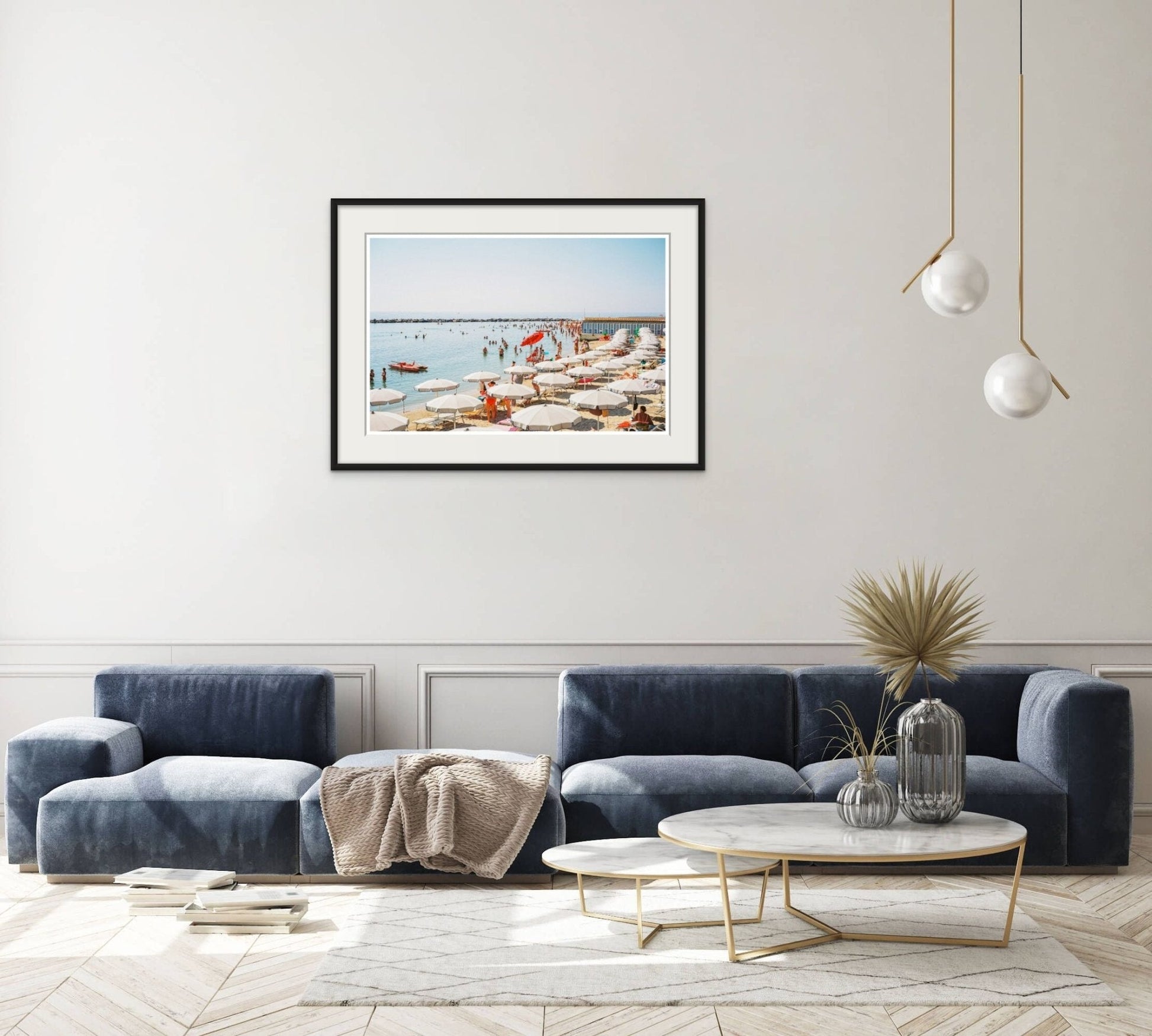 San Remo Eco-Friendly Beach Wall Art - Italy Coast & Sun Umbrellas, Giclée Print Rue Paradis Art Prints