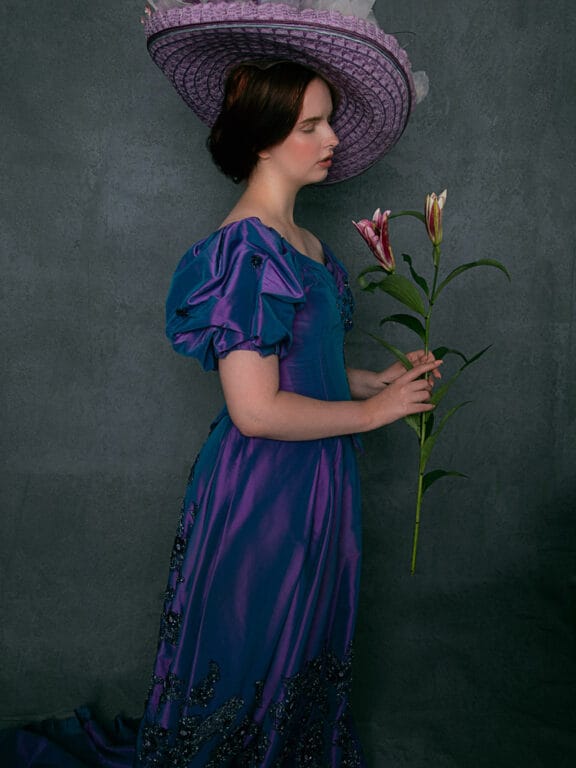 Edwardian Woman Portrait with Lilies Wall Art