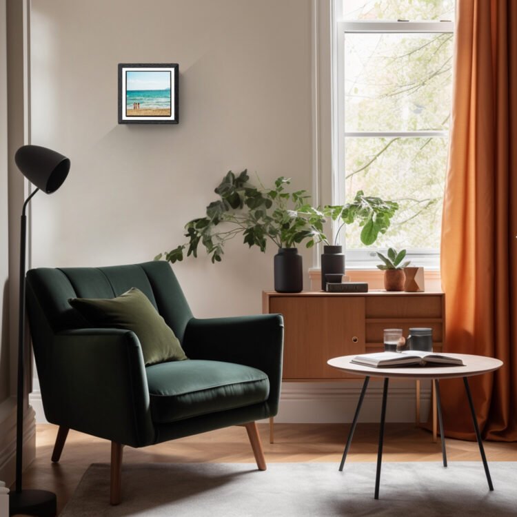 Four girls on the beach – French Riviera Beach Print – Eco-Friendly Wall Art 12x12 inches