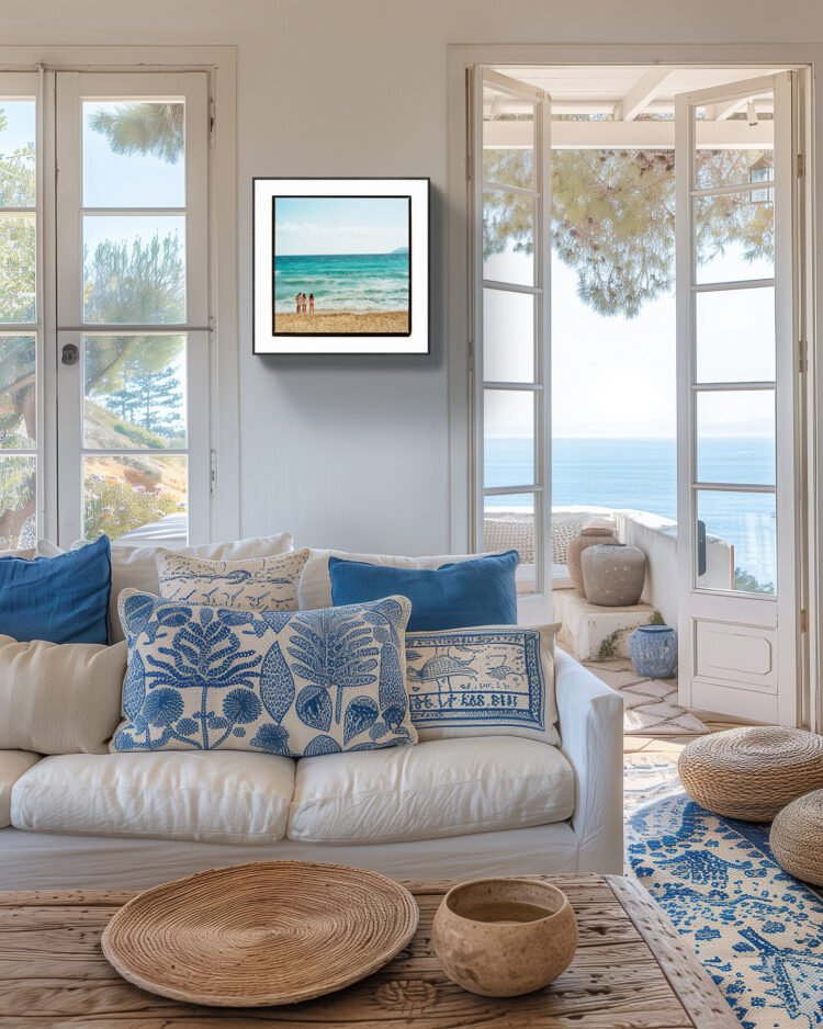 Four girls on the beach – French Riviera Beach Print – Eco-Friendly Wall Art 20x20 inches