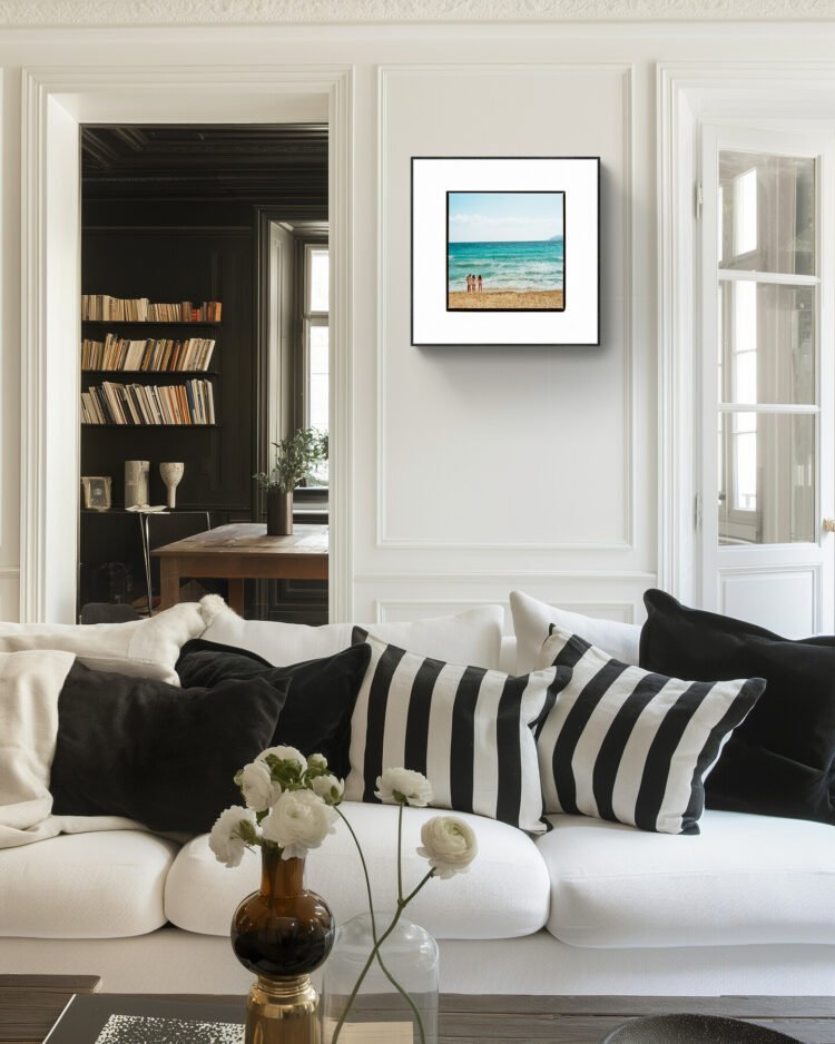 Four girls on the beach – French Riviera Beach Print – Eco-Friendly Wall Art 16x16 inches