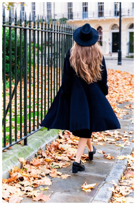 The London Girl Walking during the Autumn, Stylish London Photo, London Art Print