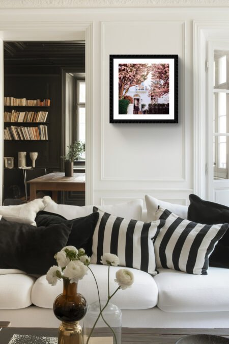 London cherry blossoms wall art for home decor, Pink blossom wall art 20x20 inches print
