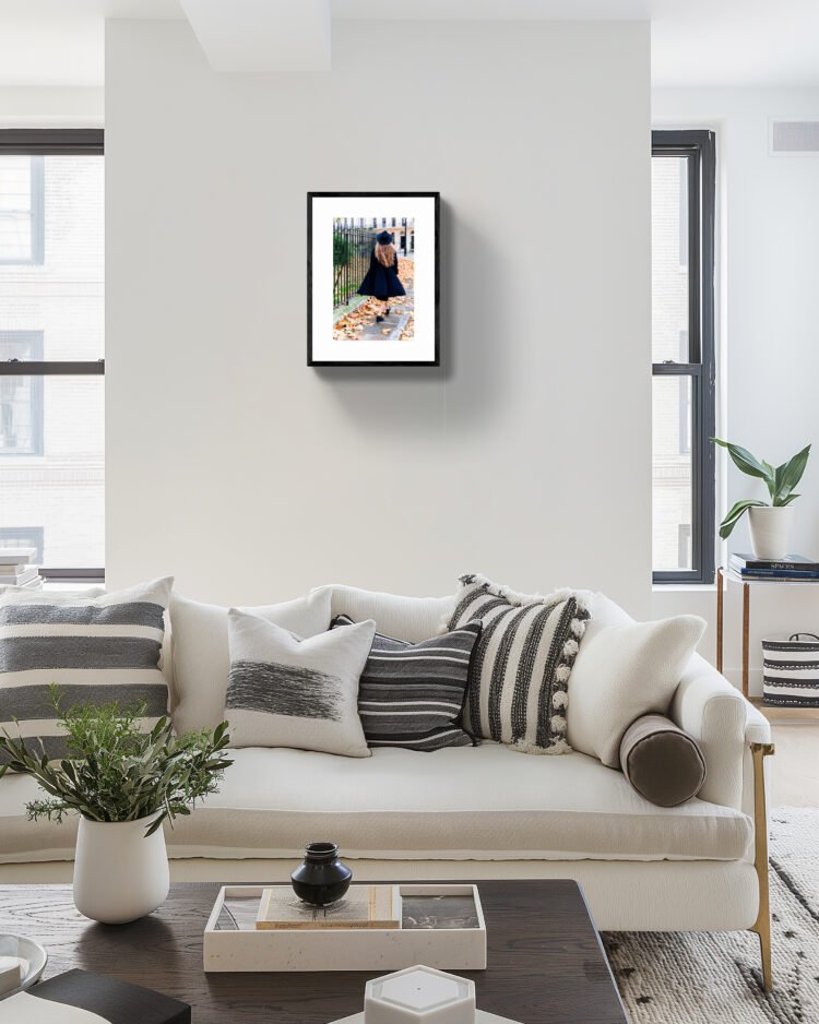 The London Girl Walking during the Autumn, Stylish London Photo, London Art Print 12x18 inches print