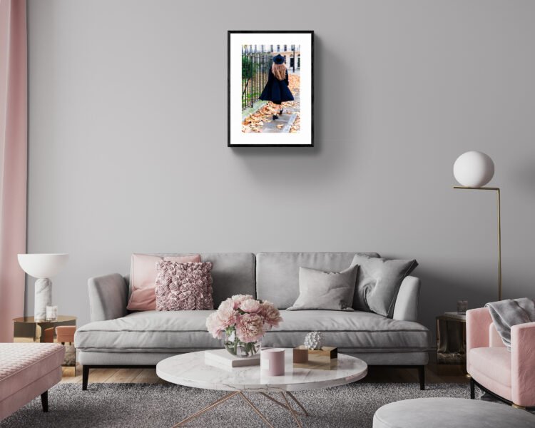 The London Girl Walking during the Autumn, Stylish London Photo, London Art Print 24x36 inches print