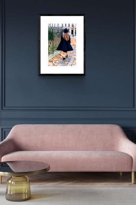 The London Girl Walking during the Autumn, Stylish London Photo, London Art Print 20x30 inches