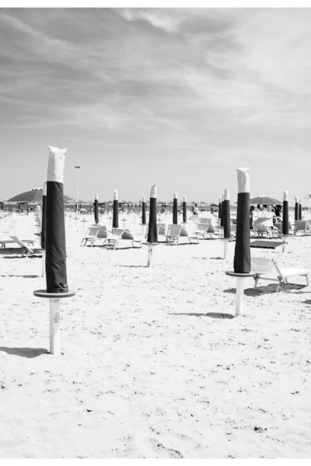 Adriatic Seashore Photo Art: Italy's Rimini Beach Umbrella Seascape - Rue Paradis Lifestyle Wall Decor Brand