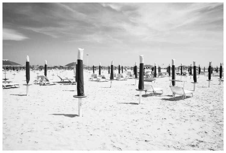 Adriatic Seashore Photo Art: Italy's Rimini Beach Umbrella Seascape - Rue Paradis Lifestyle Wall Decor Brand