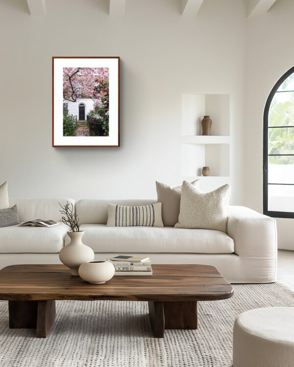 London street scene wall art with Magnoloa blossoms, London spring fine art photography - Image 3