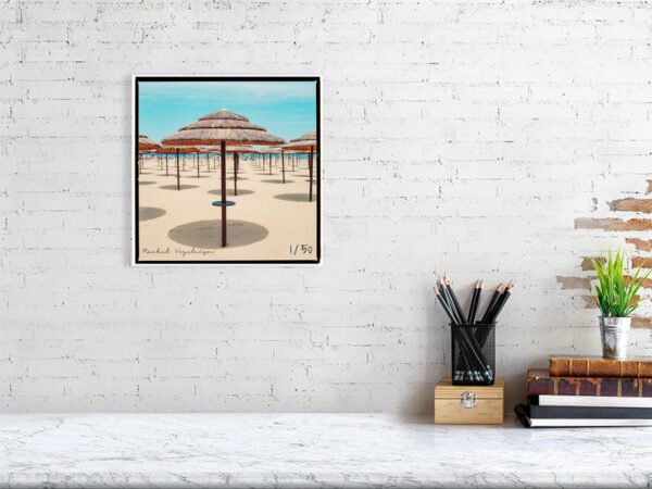 Contemporary Rimini Beach Umbrella Art Print | Minimalist Italian Coastline Print | Modern Adriatic Sea Wall Decor - Image 5
