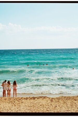 Four girls on the beach - French Riviera Beach Print - Eco-Friendly Wall Art