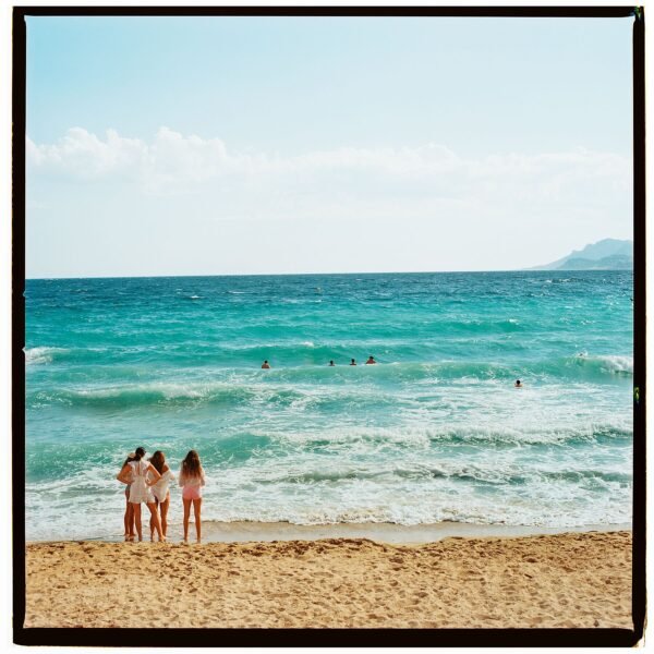 Four girls on the beach -  French Riviera Beach Print - Eco-Friendly Wall Art