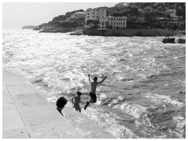 Boys Diving in Cassis Art Print, Black & White Fine Art Print, Timeless Coastal Photography"