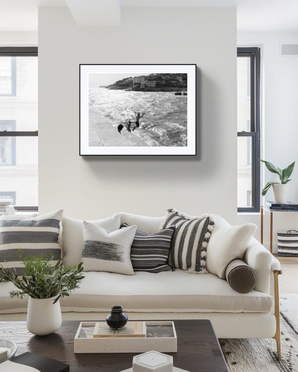 Boys Diving in Cassis Art Print, Black & White Fine Art Print, Timeless Coastal Photography" - Image 2