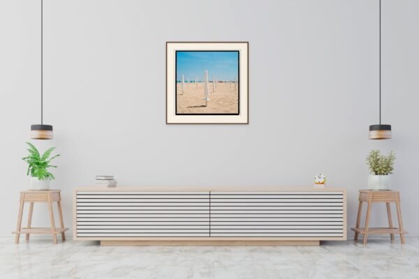 Beach Art Print, Rimini Beach Wall Art White Sun Umbrellas - Image 7