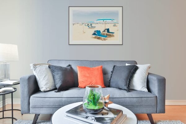 Rimini Seaside Blue Sun Umbrellas print, Italian Coastline Wall Decor, Adriatic Coast Photography - Image 3